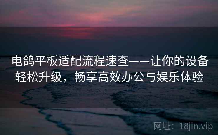 电鸽平板适配流程速查——让你的设备轻松升级，畅享高效办公与娱乐体验
