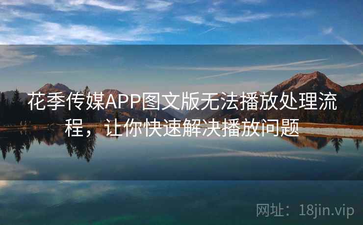 花季传媒APP图文版无法播放处理流程，让你快速解决播放问题