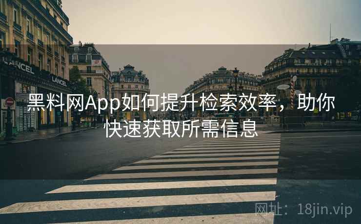 黑料网App如何提升检索效率，助你快速获取所需信息